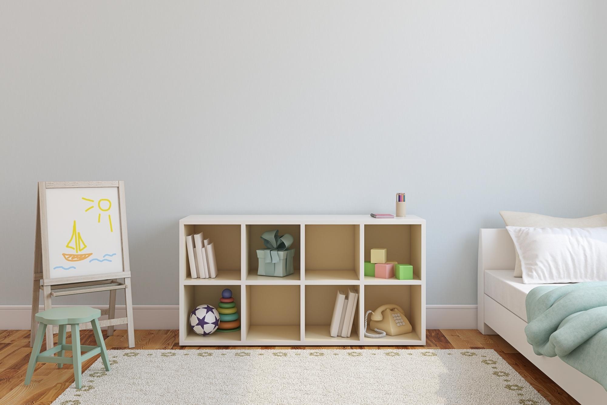 Regal mit 8 Fächern im Schlafzimmer